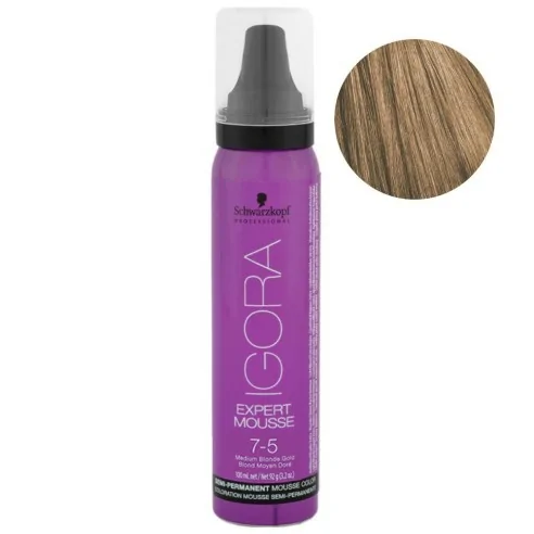 Schwarzkopf - Igora Expert Mousse 7-5 Rubio Medio Dorado 100 ml