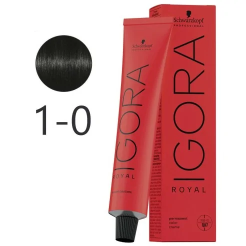 Schwarzkopf - Tinte Permanente Igora Royal 1-0 Negro Natural 60 ml