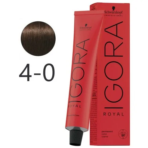 Schwarzkopf - Tinte Permanente Igora Royal 4-0 Castaño Medio Natural 60 ml