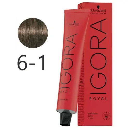 Schwarzkopf - Tinte Permanente Igora Royal 6-1 Rubio Oscuro Ceniza 60 ml