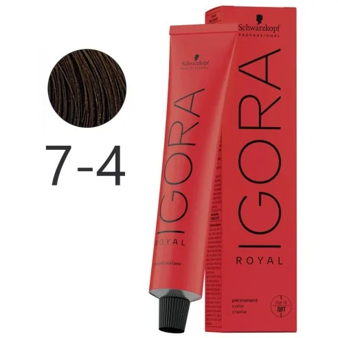 Schwarzkopf - Tinte Permanente Igora Royal 7-4 Rubio Medio Beige 60 ml