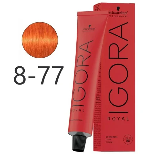 Schwarzkopf - Tinte Permanente Igora Royal 8-77 Rubio Claro Cobrizo Intenso 60 ml