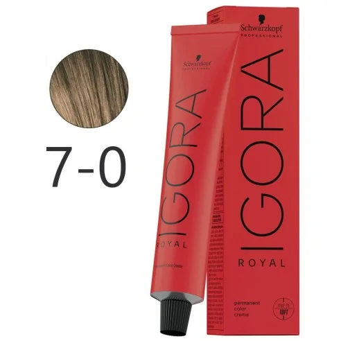 Schwarzkopf - Tinte Permanente Igora Royal 7-0 Rubio Medio Natural 60 ml