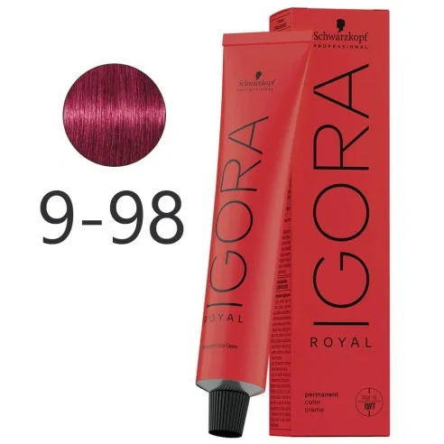 Schwarzkopf - Tinte Permanente Igora Royal 9-98 Rubio Muy Claro Violeta Rojo 60 ml