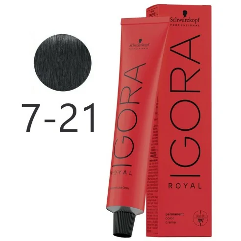 Schwarzkopf - Tinte Permanente Igora Royal 7-21 Rubio Medio Humo Ceniza 60 ml