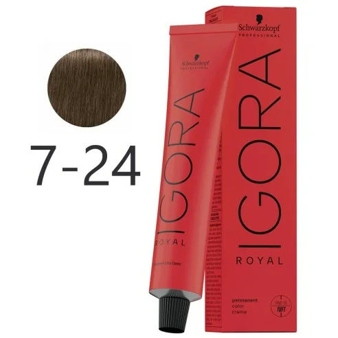 Schwarzkopf - Tinte Permanente Igora Royal 7-24 Rubio Medio Humo Beige 60 ml