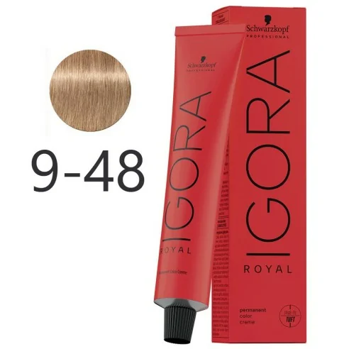 Schwarzkopf - Tinte Permanente Igora Royal 9-48 Rubio Muy Claro Beige Rojo 60 ml