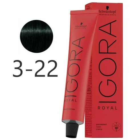 Schwarzkopf - Tinte Permanente Igora Royal 3-22 Castaño Oscuro Humo Intenso 60 ml