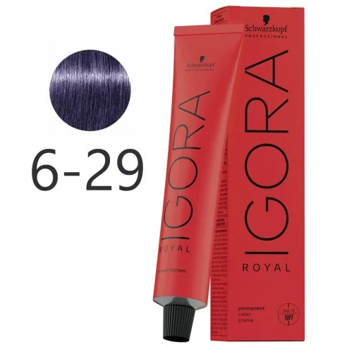 Schwarzkopf - Tinte Permanente Igora Royal 6-29 Rubio Oscuro Humo Violeta 60 ml