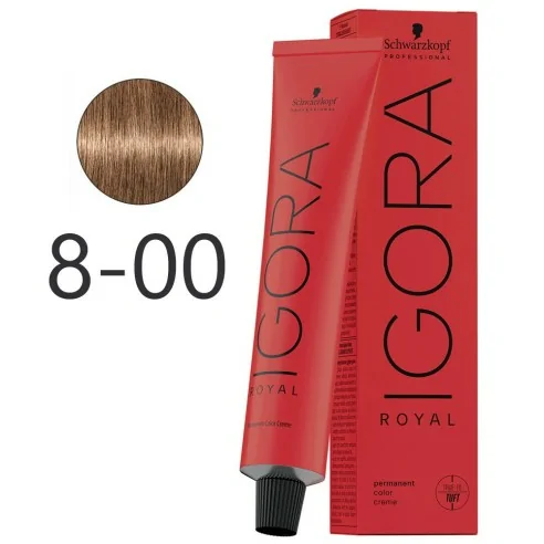 Schwarzkopf - Tinte Permanente Igora Royal 8-00 Rubio Claro Natural Intenso 60 ml