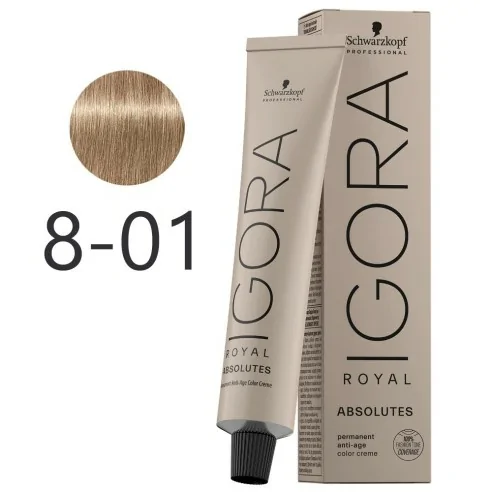 Schwarzkopf - Tinte Igora Royal Absolutes 8-01 Rubio Claro Natural Ceniza 60 ml