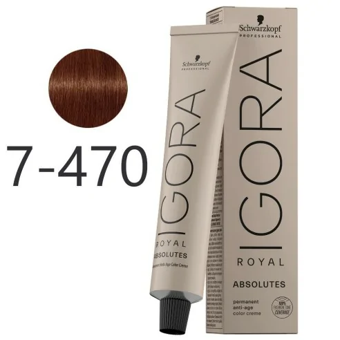 Schwarzkopf - Tinte Igora Royal Absolutes 7-470 Rubio Medio Beige Cobrizo Natural 60 ml