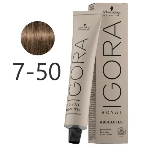 Schwarzkopf - Tinte Igora Royal Absolutes 7-50 Rubio Medio Dorado Natural 60 ml