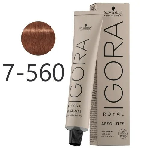 Schwarzkopf - Tinte Igora Royal Absolutes 7-560 Rubio Medio Dorado Marrón Natural 60 ml