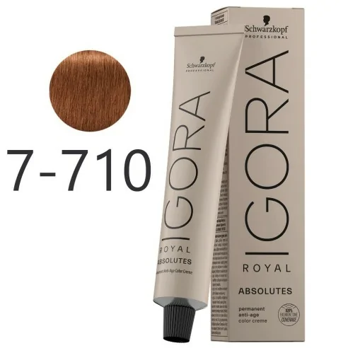 Schwarzkopf - Tinte Igora Royal Absolutes 7-710 Rubio Medio Cobrizo Ceniza Natural 60 ml