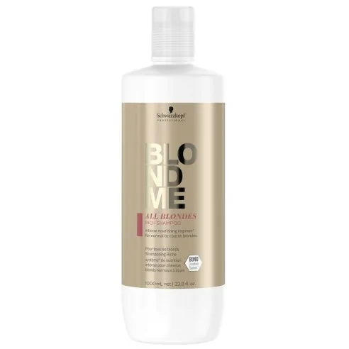 Schwarzkopf - Champú Enriquecido para Cabello Rubio BlondMe All Blondes Rich 1000 ml