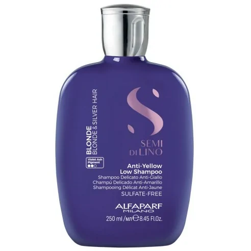 Alfaparf - Champú Anti-Amarillo Semi di Lino Blonde Anti-Yellow Low Shampoo 250 ml