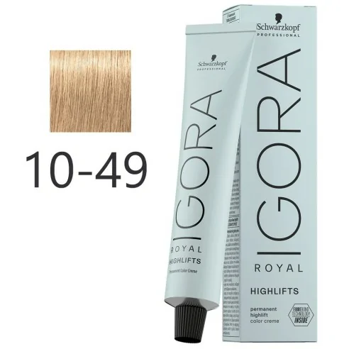 Schwarzkopf - Tinte Superaclarante Igora Royal Highlifts 10-49 Rubio Platino Beige Violeta 60 ml