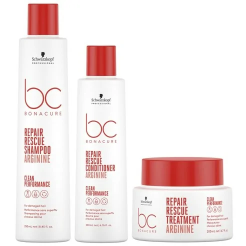 Schwarzkopf - Pack BC Bonacure Repair Rescue Champú 250 ml + Acondicionador 200 ml + Tratamiento 200 ml