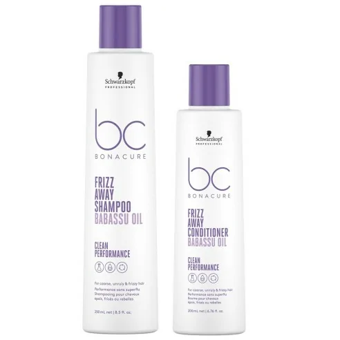 Schwarzkopf - Pack BC Bonacure Clean Frizz Away Champú 250 ml + Acondicionador 200 ml