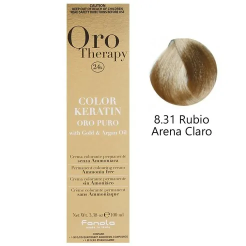 Fanola - Teinte Oro Thérapie 24k Couleur Kératine 8.31 Sable Clair Blond 100 ml