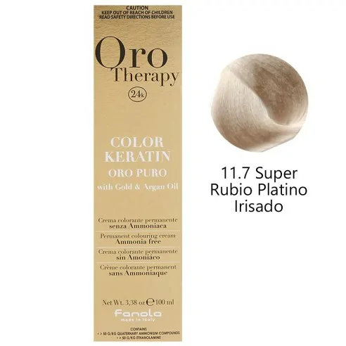 Fanola - Dye Oro Thérapie 24k Couleur Kératine 11.7 Blond Platine Platine Irisé 100 ml