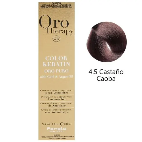 Fanola - Tinte Oro Thérapie 24k Couleur Kératine 4.5 Châtaigne Acajou 100 ml