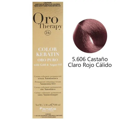 Fanola - Dye Oro Thérapie 24k Couleur Kératine 5.606 Châtaigne Claire Rouge Chaud 100 ml