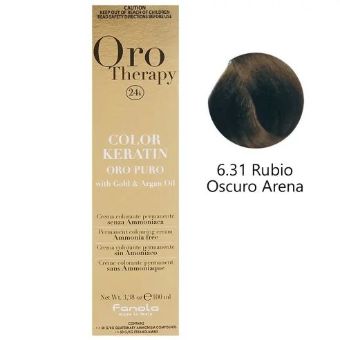 Fanola - Teinte Oro Thérapie 24k Couleur Kératine 6.31 Blond Foncé Sable 100 ml