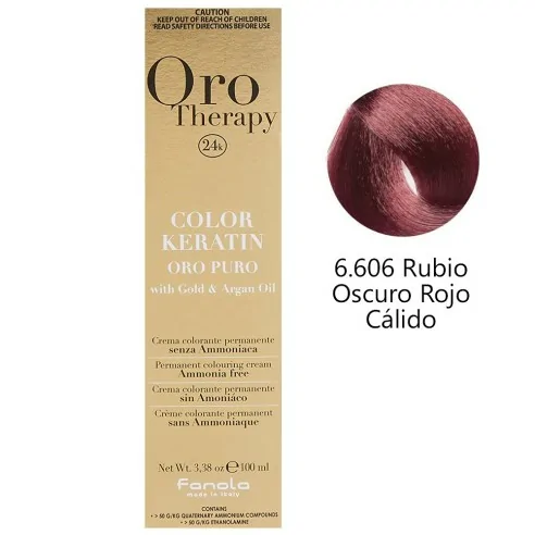 Fanola - Teinture Or Thérapie 24k Couleur Kératine 6.606 Blond Foncé Rouge Chaud 100 ml