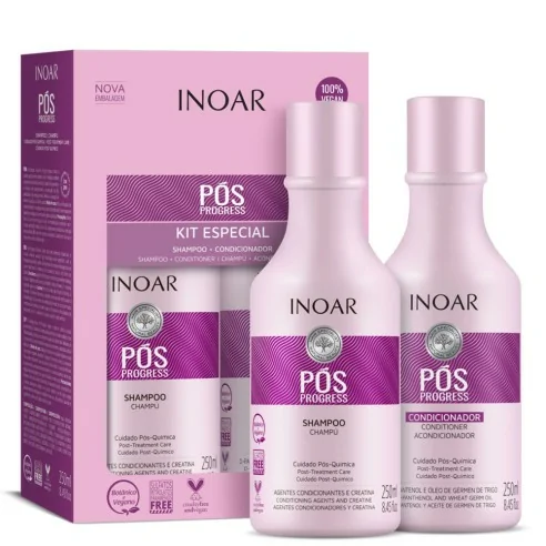 Inoar - Pack Post-Alisado Pós Progress Champú 250 ml + Acondionador 250 ml