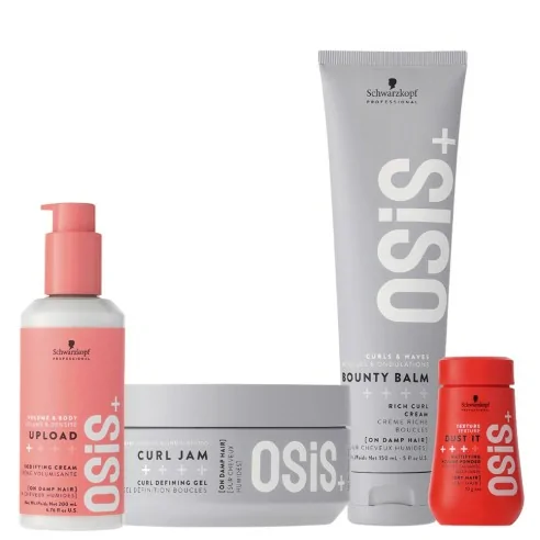 Schwarzkopf - Pack Osis+ Upload 200 ml + Curl Jam 300 ml + Bounty Balm 150 ml + Dust It 10 g